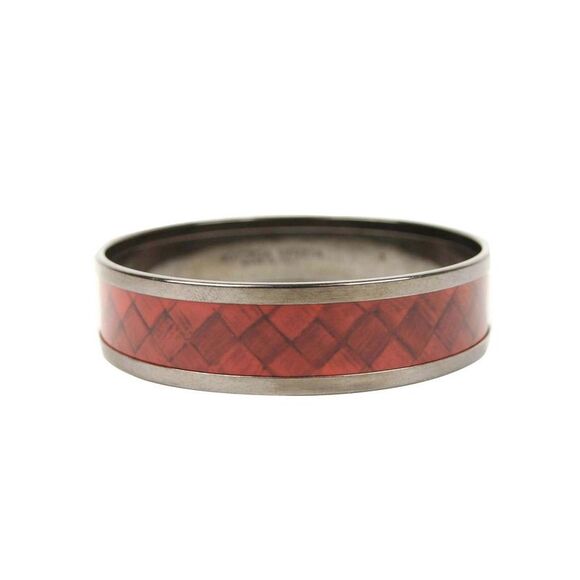 Bottega Veneta Women's Red / Black Enamel Metal Woven Silver Bracelet (Small)